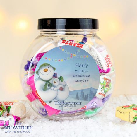 Personalised The Snowman & The Snowdog 250g Sweet Jar Extra Image 1